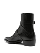 Alexander Mc Queen Buckled Leather Ankle Boots