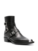 Alexander Mc Queen Buckled Leather Ankle Boots