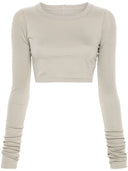 Rick Owens Cotton Long Sleeve Cropped T Shirt