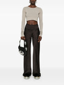 Rick Owens Cotton Long Sleeve Cropped T Shirt