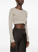 Rick Owens Cotton Long Sleeve Cropped T Shirt
