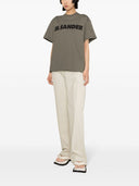 Maglietta di cotone jil sander jeder con logo