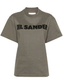 Maglietta di cotone jil sander jeder con logo
