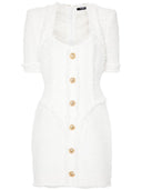 Balmain Buttoned Tweed Short Dress
