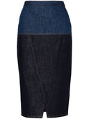 Gonna midi di denim bicolor bicolore