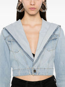 Alaia Hooded Cropped Denim Jacket
