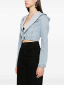 Alaia Hooded Cropped Denim Jacket