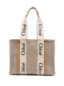 Chloè Woody Canvas And Leather Tote Bag