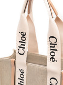 Chloè Woody Canvas And Leather Tote Bag