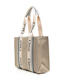 Chloè Woody Canvas And Leather Tote Bag