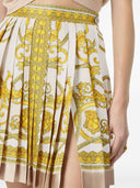 Versace Barocco Print Silk Pleated Mini Skirt