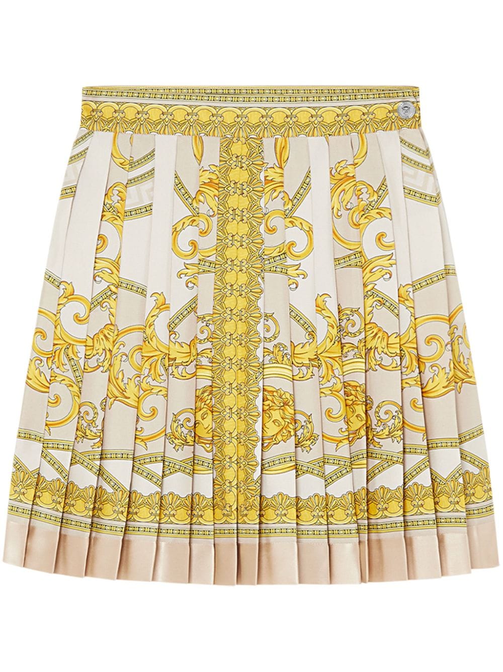 Versace Barocco Print Silk Pleated Mini Skirt
