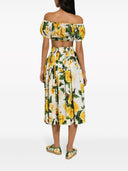 Dolce & Gabbana Cotton Cropped Top With Roses Print