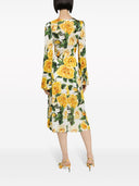 Dolce & Gabbana Rose Printed Organzino Silk Midi Dress
