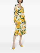 Dolce & Gabbana Rose Printed Organzino Silk Midi Dress
