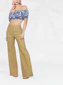 Dolce & Gabbana Maiolica Printed Cotton Cropped Top With Short Sleeves