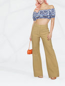 Dolce & Gabbana Maiolica Printed Cotton Cropped Top With Short Sleeves
