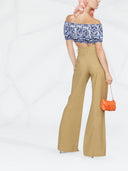 Dolce & Gabbana Maiolica Printed Cotton Cropped Top With Short Sleeves