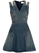 Alexander MC Queen Kurzes Flared Denim Kleid
