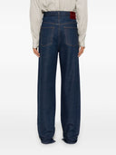 Jeans di cotone in denim gamba larga Gucci