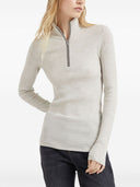 Brunello Cucinelli Sweater en cachemire avec une moitié précieuse précieuse