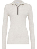 Brunello Cucinelli Cashmere Sweater Wiht Precious Half Zip