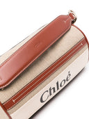 Chloè Woody Linen And Leather Shoulder Bag