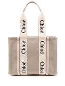 Chloè Woody Medium Canvas And Leather Tote Bag