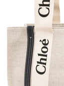 Chloè Woody Medium Canvas And Leather Tote Bag