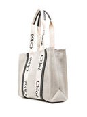 Chloè Woody Medium Canvas And Leather Tote Bag