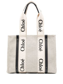 Chloè Woody Medium Canvas And Leather Tote Bag