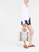 Chloè Woody Medium Canvas And Leather Tote Bag