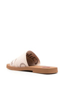 Chloè Woody Canvas And Leather Flat Sandals