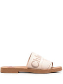 Chloè Woody Canvas And Leather Flat Sandals