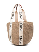 Bolsa de cesta de paja grande Chloè Woody