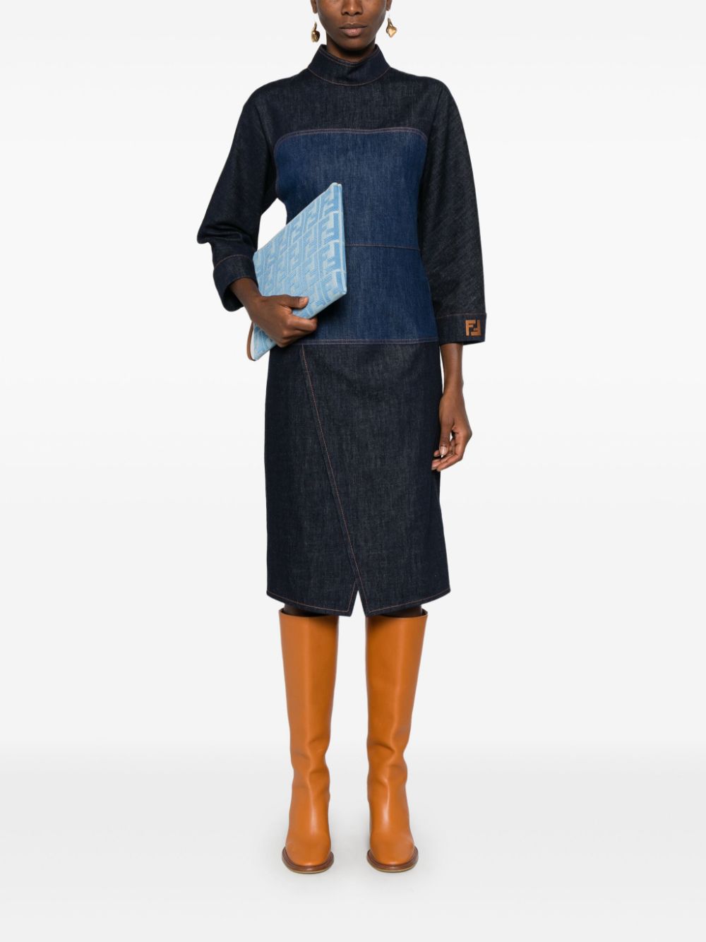 Fendi Bicolor Denim Midi Dress – Balardi