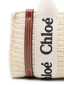 Chloè Mini Woody Crossbody Bag In Cotton And Leather