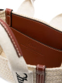 Chloè Mini Woody Crossbody Bag In Cotton And Leather