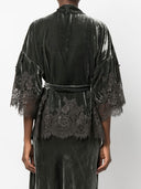 Gold Hawk Velvet Short Kimono