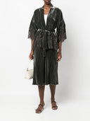 Gold Hawk Velvet Short Kimono