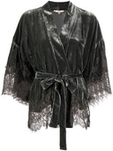Gold Hawk Velvet Short Kimono