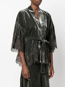 Gold Hawk Velvet Short Kimono
