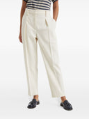 Brunello Cucinelli Cotton Gabardine Slouchy Trousers With Shiny Detail
