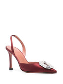 Amina Muaddi Camelia Satin Slingback Pumps