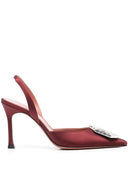 Amina Muaddi Camelia Satin Slingback Pumps