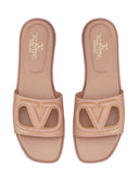 Valentino Garavani V Logo Cut Out Leather Sandals