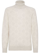 Brunello Cucinelli Alpaca Geometric Jacquard High Neck Sweater