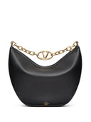 Valentino Garavani V Logo Moon Medium Leather Hobo Bag