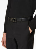 Valentino Garavani V Logo Signature Leather Belt