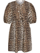 Ganni leopard print bomuld mini kjole